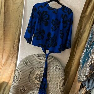 Vibrant Floral Top with Bow in Back